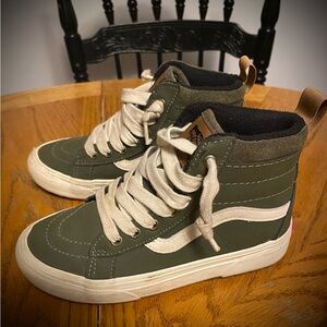 VANS Kids Youth Sz 2 Classic High Tops Green/White/Brown Slater Element Sneakers